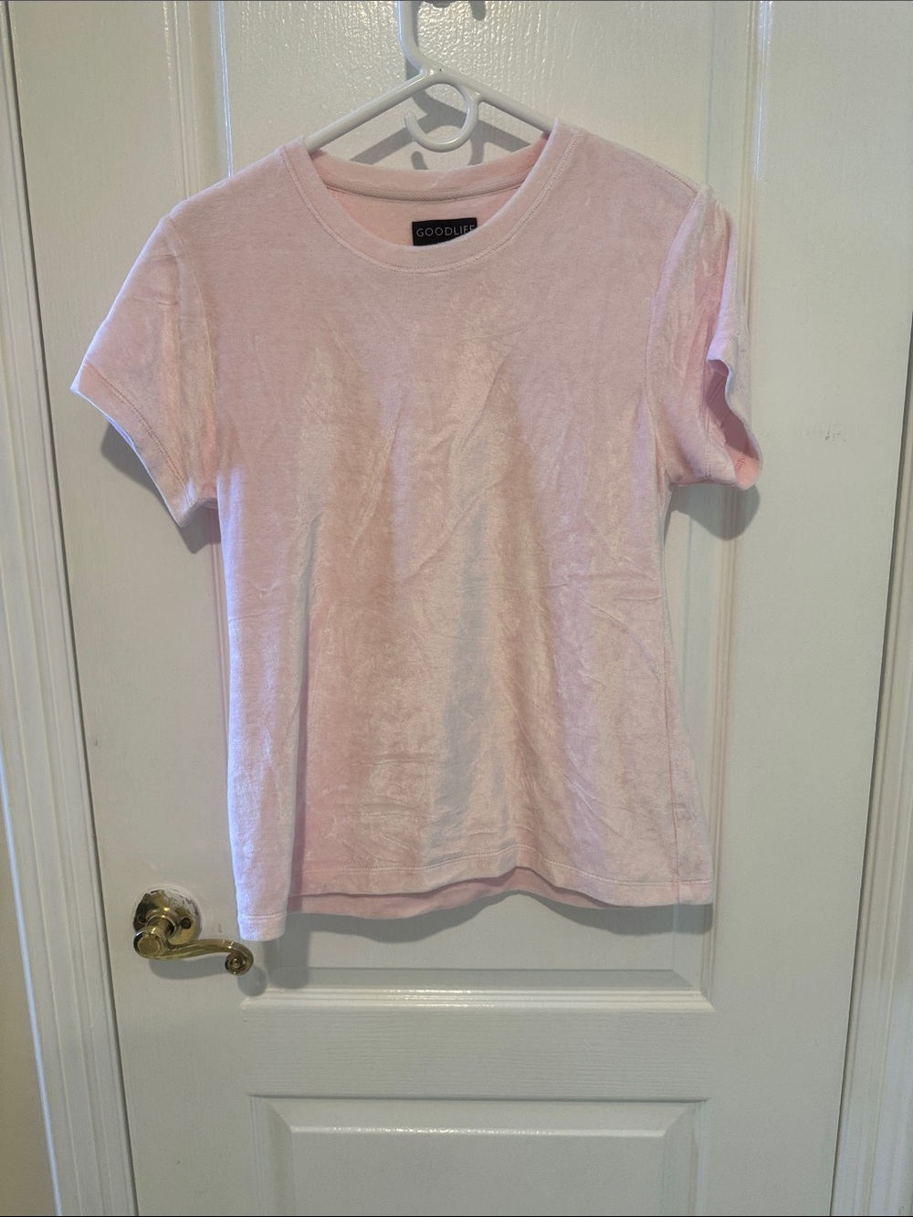 Goodlife Pale Pink Velvet Short Sleeve Tee